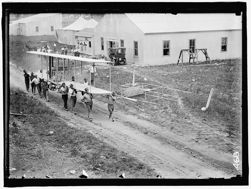 AVIATION, ARMY. COLLEGE PARK AVIATION FIELD. WRIGHT BROTHERS' PLANE, WRECKED